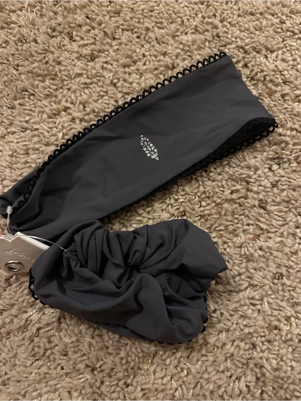 Free People Dark Gray Headband & Matching Scrunchie - NWT